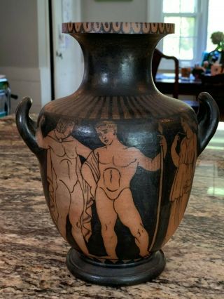 Fantastic Signed Antique Ancient Greek Pottery Handled Vase