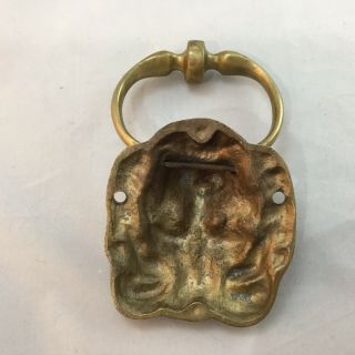 Vintage Solid Brass Lions Head Door Knocker 6.  75” X 4” 2
