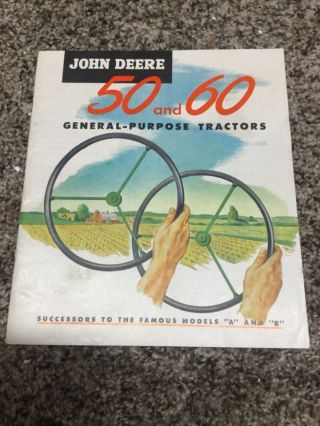 John Deere 50 60 Antique Tractor Sales Brochure 1952 A B D G H R Oliver Farmall