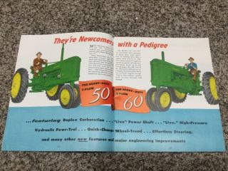John Deere 50 60 Antique Tractor Sales Brochure 1952 A B D G H R Oliver Farmall 2