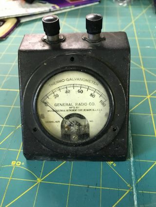 Thermo - Galvanometer Antique Model 425 General Radio Panel Meter 0 - 100 Gauge