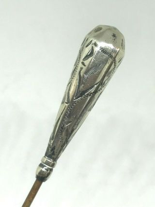 Antique Hat Pin Sterling Screw Top Sophisticated Elegance.  Lovely Collectible.