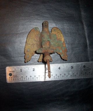 Antique 3,  " Cast Brass Bronze Detailed Eagle Flag Topper Finial W Threaded Mount