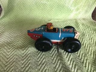 Rare Vintage Marx 1930s Boat Tail Windup Tin Race Car 3 in 2