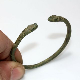 Museum Quality Romano Celtic Bronze Snake Heads Bracelet Circa 100 - 200 Ad
