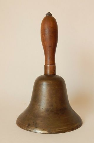Large Antique Brass Hand Held School Bell 1800s