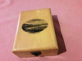 ANTIQUE MAUCHLINE WARE POCKET WATCH STAND BOX FEATURING TIGHNABRUAICH 3