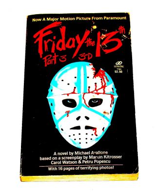 Friday The 13th Part 3 Novel 1982 Michael Avallone Rare Pb Horror Movie Slasher