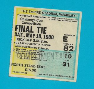 Fa Cup Final 1980 Ticket West Ham Utd V Arsenal Rare Brooking Heads Winner