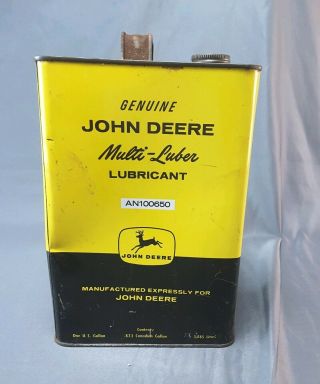 Vintage 1 Gallon John Deere " Multi - Luber " Oil Lubricant Tin Can Rare C.  1950 