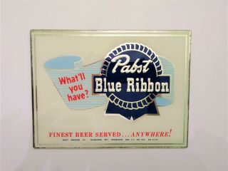 Rare Vintage Beeco Pabst Blue Ribbon Beer 12 " X 9 " Sign Mirror - No.  R - 373