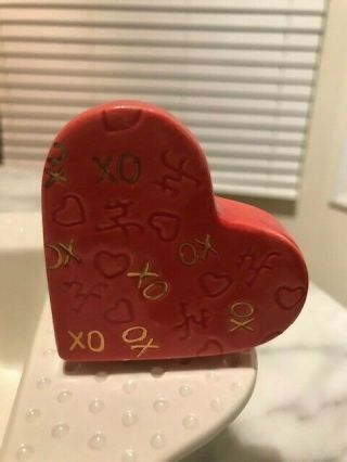 Nora Fleming Retired Mini Red Heart Rare W/gold Xo & Nf Markings Perfect