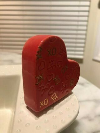 Nora Fleming retired Mini Red Heart rare w/Gold XO & NF markings Perfect 2