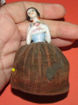Antique Porcelain Half Doll Pincushion Germany Flapper 1/2 Size