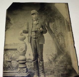 Rare Antique Occupational American Railroad Man,  Pocket Watch Tintype Photo Us