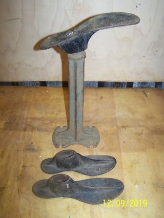 Antique Cast Iron Cobbler Last Shoe Repair Stand W/3 Feet