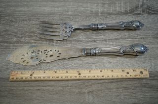 Antique Victorian Fish Serving Knife Fork Set Silver Plate Martin Hall & Co