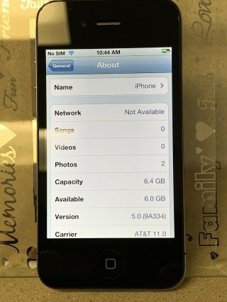 Apple iPhone 4 - 8GB - Black (AT&T) A1332 (GSM) rare iOS 5.  0 2