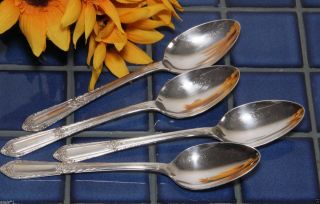 Set 4 Is Wm Rogers Silverplate Cotillion Place Oval Soup Spoons 1937