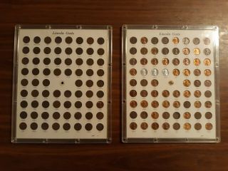 2 Rare Vtg Capital Plastic Coin Holders & Lincoln Memorial Cents Hard To Find
