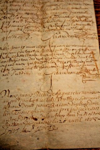 1685 Red Ink Manuscript Document Letter On Parchment Royal Notary Signature Rare