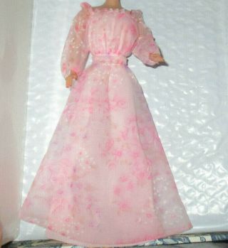 Vintage Barbie 1978 Kissing Barbie 2597 Sheer Pink Long Dress