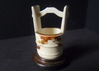 Vintage Small Satsuma China Model Of A Wooden Water Bucket