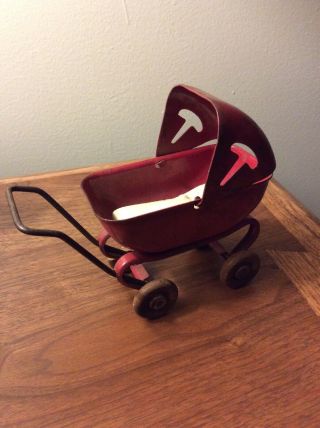 Antique Metal Wyandotte Baby Doll Stroller/carriage W/ Baby