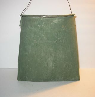 Rustic Primitive Green Painted Metal Wall Pocket French Country Plant Holder