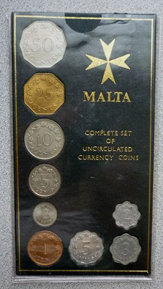 1972 - 1982 Malta - Complete Unc Type Set (9) - Orig.  Card - Rare Beauty
