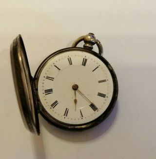 Antique 935 Silver Cased Ladies Pocket Watch - For Spares/repair 45.  4gms