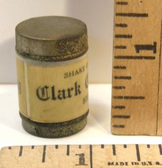 Antique Vintage Metal Shaker Can W/miniature Bone Dice Advertising Clark Candy