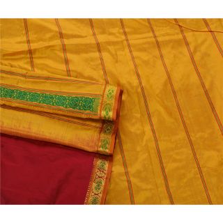 Sanskriti Vintage Dark Red Saree 100 Pure Silk Woven Zari Craft Fabric Sari 2