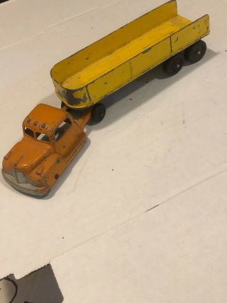 Vintage 1950’s Tootsie Toy Tractor Trailer,  Rare Orange/yellow Vg,