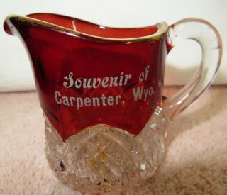 Vintage Antique Souvenir Ruby Flash Creamer - Carpenter,  Wyo.