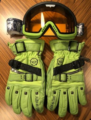 Grenade Snowboard Gloves Large.  Rare “reign In Flood” Punk Rock W/ Goggles
