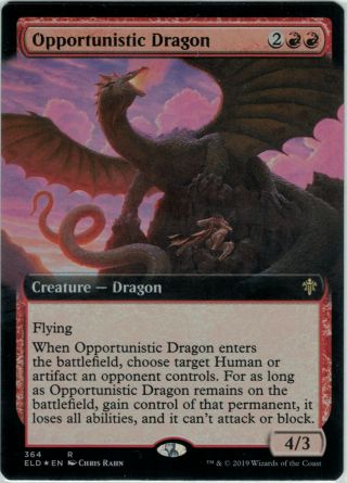 Mtg Foil Opportunistic Dragon (extended Art) Throne Of Eldraine Rare