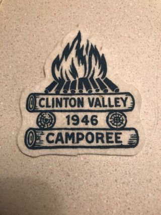 RARE 1946 BSA BOY SCOUT FELT PATCHES CAMP Camporee Clinton Valley Agawam Pair 3