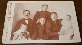 Antique 3.  75 " X 5.  5 " Postcard Size Family Photo From Parlor Photo Co.  Iowa