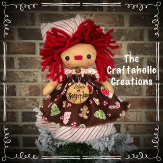 Ready To Ship Primitive Raggedy Ann Annie Doll Christmas Tree Topper Ginger