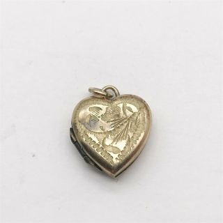 Antique Victorian 9ct Rolled Gold Love Heart Shaped Photo Locket Pendant
