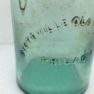 Antique Squat Bottle DYOTTVILLE Glass Philadelphia Pa Turquoise Color 3