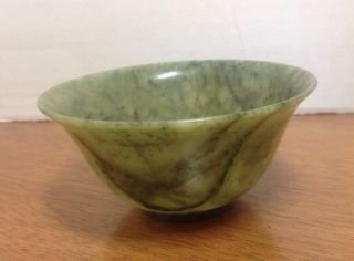 A Fine Antique Chinese Spinach Green Jade Bowl Cup