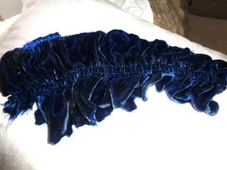 Victorian Ruched Silk Velvet Fragment From A Victorian Opera Coat10 " By 3 3/4 "