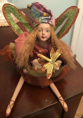 Winward Fairy Pixie Art Doll Winged Figurine With Dragonfly Rare