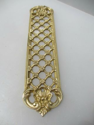Vintage Brass Pierced Finger Plate Push Door Handle Antique Flower Shell Clam