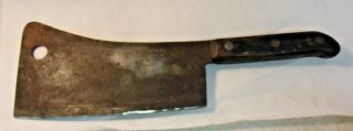 Antique Village Blacksmith Solid Forged Steel 8 Meat Cleaver 13 3/4 "