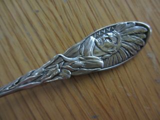 EARLY Howard MACKINAC ISLAND FIGURAL Indian Chief STERLING SILVER SOUVENIR SPOON 2