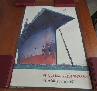 Vintage,  Poster,  Print,  Beer,  Guinness,  Museum,  Dublin,  Ww2 Air Craft Carrier,  Rare One