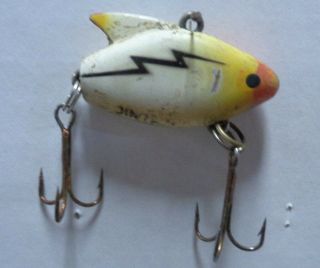 Vintage Heddon Sonic Fishing Lure Double Hook Yellow White 1 - 1/2 " Long Sku G Gs